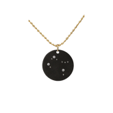 Zirconium Gemini Zodiac Lab Grown Diamond Disc Necklace with Gold Filled Chain